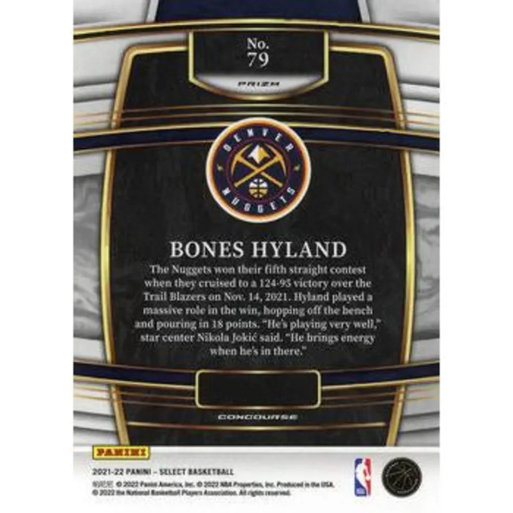 2021-22 Panini Select Bones Hyland Rookies Blue Prizm 79 Denver Nuggets